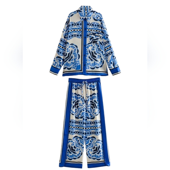 Sweet Rain Abstract Two-piece Wide leg pant set size M NWT - Picture 2 of 8